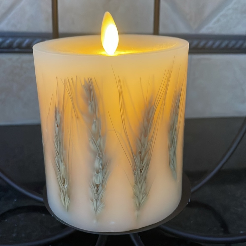 Bronze Metal Pumpkin Accent for the Holiday Season with Luminara Candle Lighting - Picture 7 of 8